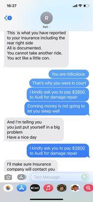 Threatening texts from the owner