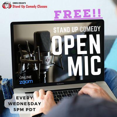 Join us every Wednesday for our free online Open Mic.
 https://stand-upcomedy.com/open-mic-nights/