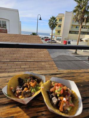 Carne asada tacos no beans, with an ocean view!