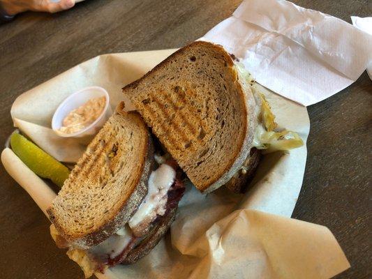 Reuben sandwich with Russian dressing on the side