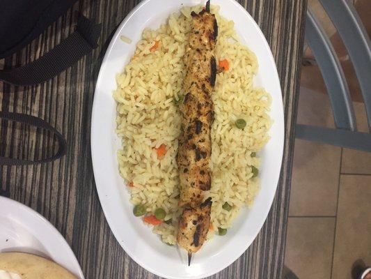 Kid's Chicken Souvlaki w/rice pilaf. My friend's toddler enjoyed his lunch.