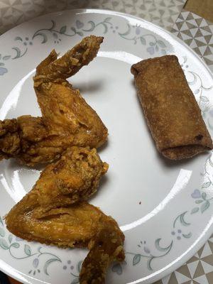 Chicken wings and Pork Egg Roll