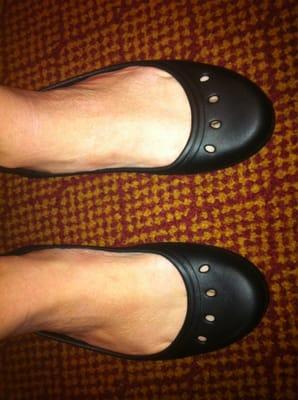 My feet in cute Crocs (pre injury). Crocs may not be the best shoes for me. Damn, I love you Crocs.