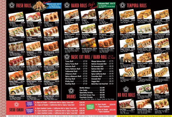 Sushi Roll Menu