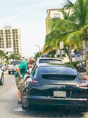 South Beach Locksmith opening a Porsche Panamera on Collins Ave. #southbeachlocksmith