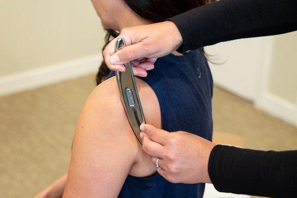 Graston is a technique used to address soft tissue adhesions that can result from repetitive stress and sports related injuries.