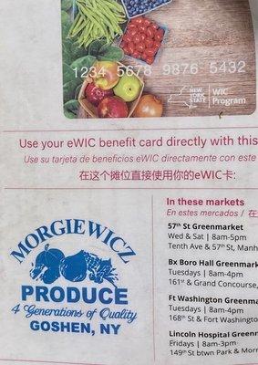 Morgiewicz Produce is located at this greenmarket! Posted with review 11/23/23