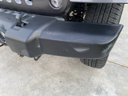 Part of the front bumper treated