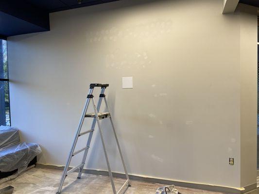 Interior commercial wall patch and paint