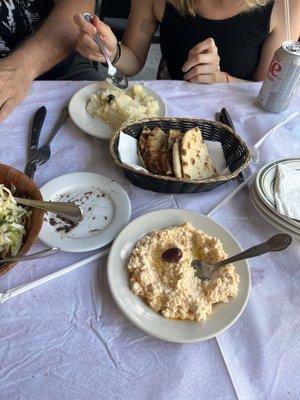 Feta/red pepper dip and the great homemade pita