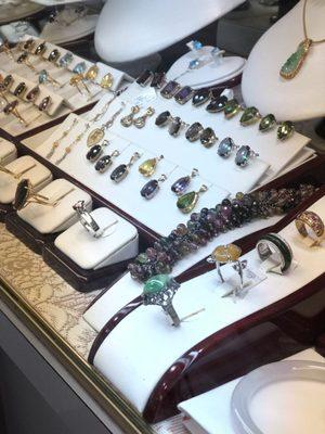 Lots of precious stones, wonderfully set. Always a diverse selection