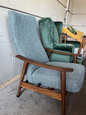 Midcentury recliner reupholstery.