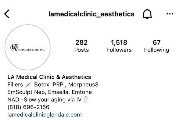 Their Instagram handle for bookings and client before/afters.