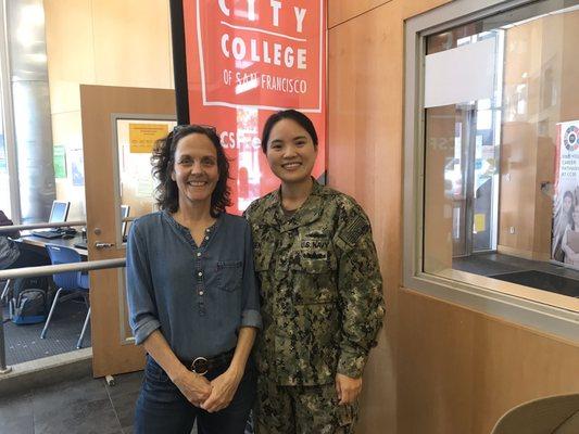 Navy Recruitor Wendy Chen with City College Teacher