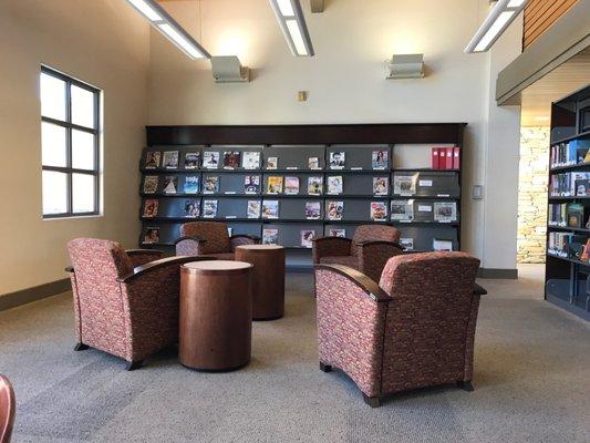 Sittings by magazine rack