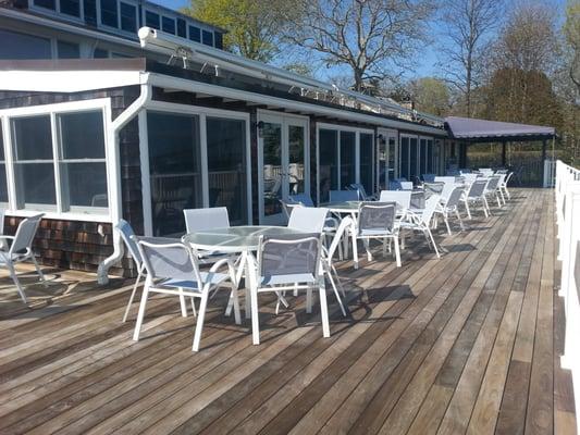 Large outside deck for enjoying lunch, a drink, watching the races and enjoying the sights.