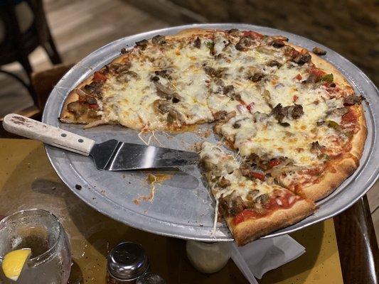 Philadelphia cheese steak pizza