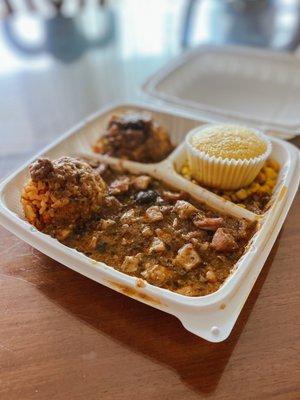 Pastele Plate with gandule rice