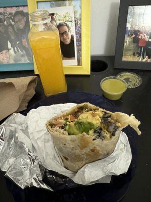 Burrito and Fresh Orange