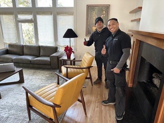 Joe and Hiro delivering our new furniture