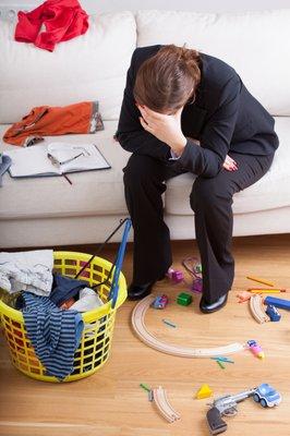 busy stressed out mom with anxiety