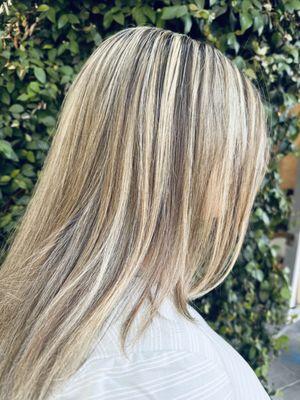 From medium brown highlight light light blonde