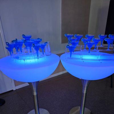 LED Glow cocktail tables provided by Vivid Source Events