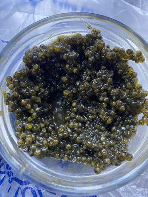 It's what the actual caviar looks like and there's liquid in there and it's soft and squishy and disgusting