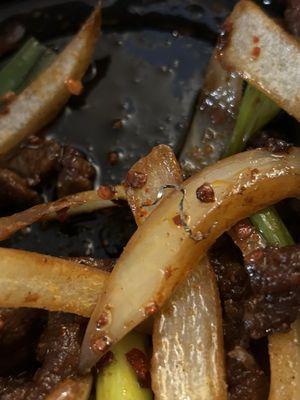 We ordered the cumin beef and it was horrible and not only that, there was a piece of metal in it.