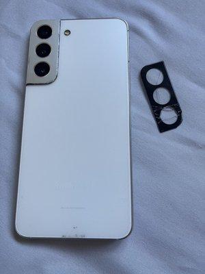 Non damaged google phone and cracked camera protector