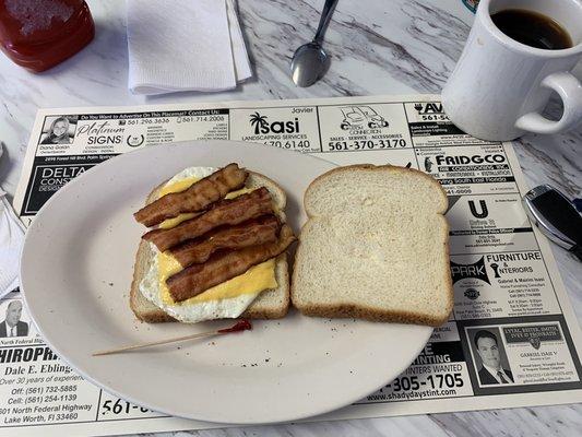 NYC Style bacon egg and cheese sandwich (they don't have Keiser rolls)