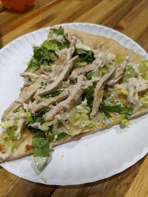 Chicken Cesar salad pizza.