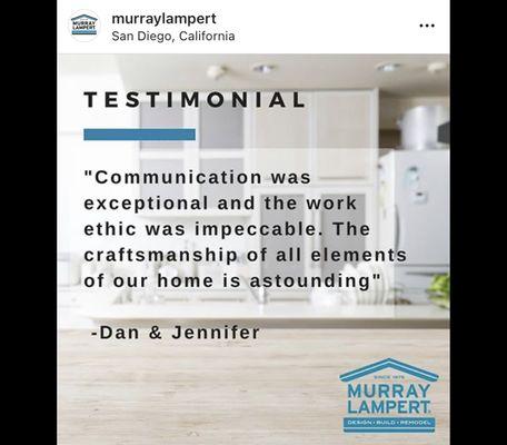 Client Review. Follow our Instagram page: @murraylampert