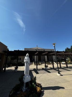 Church Exterior (front with St. Clare statue)