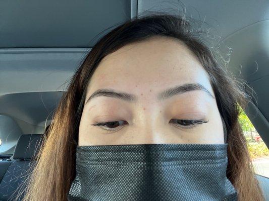 I made a mistake when doing my own brows but she left hairs for it to grow back