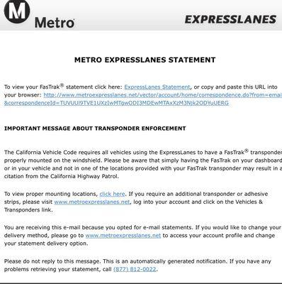 Not a fan of the new Fastrak transponder restriction policy.