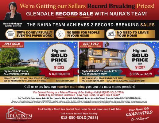 TWO RECORD BREAKING SALE IN GLENDALE CA!!!