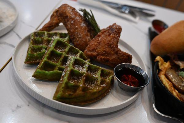 Pandan waffles and fries chicken is a MUST