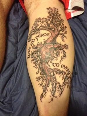 Tree of life with "Love and peace to every heart" by Nick