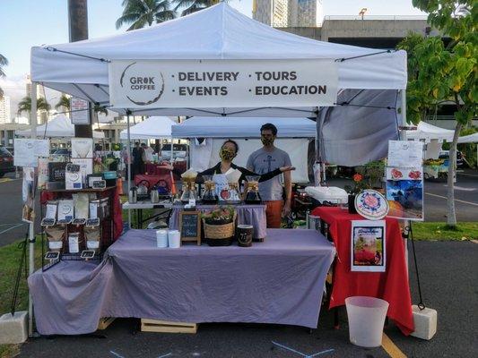 The booth at the farmers' market (Feb 2021)