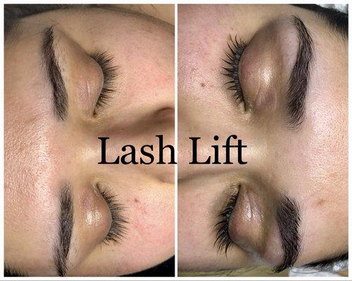 Lash lift before and after.