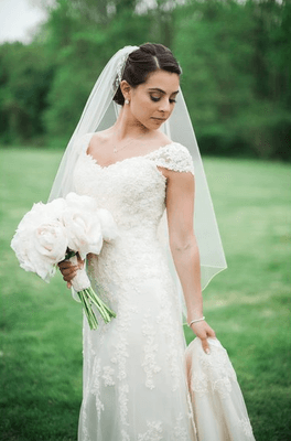 My beautiful dress and amazing custom veil by Georgette!