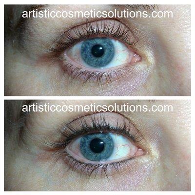 Before and After subtle Permanent Eyelash Enhancement.