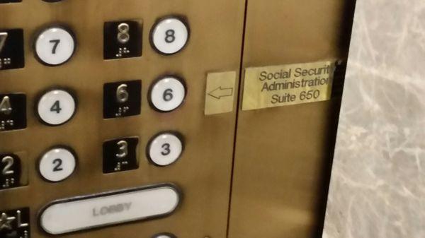 And also there is a sign at the elevator doors that note with which floor the Social Security Office is located on.