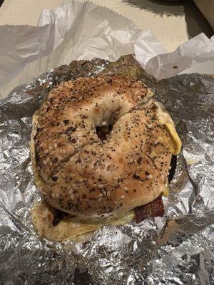 Bacon egg and cheese bagel