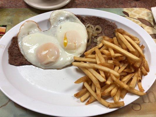 Steak with eggs