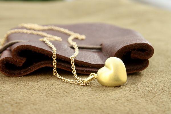 California Gold solid heart pendant necklace