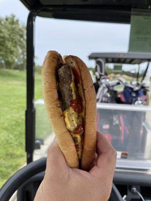 Burger dog was much needed deliciousness before starting back 9