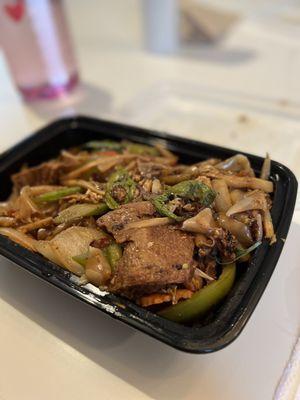 Drunken noodles with mock duck