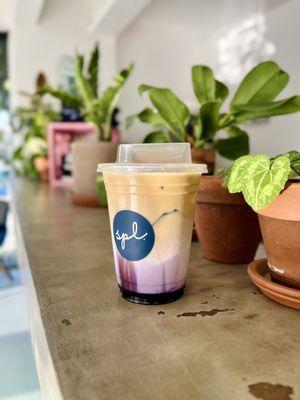 Iced ube latte